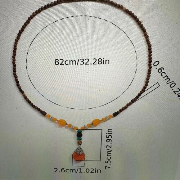 Handcrafted Bohemian Beaded Necklace with Unique Pendant, Gift Box - Picture 2 of 7